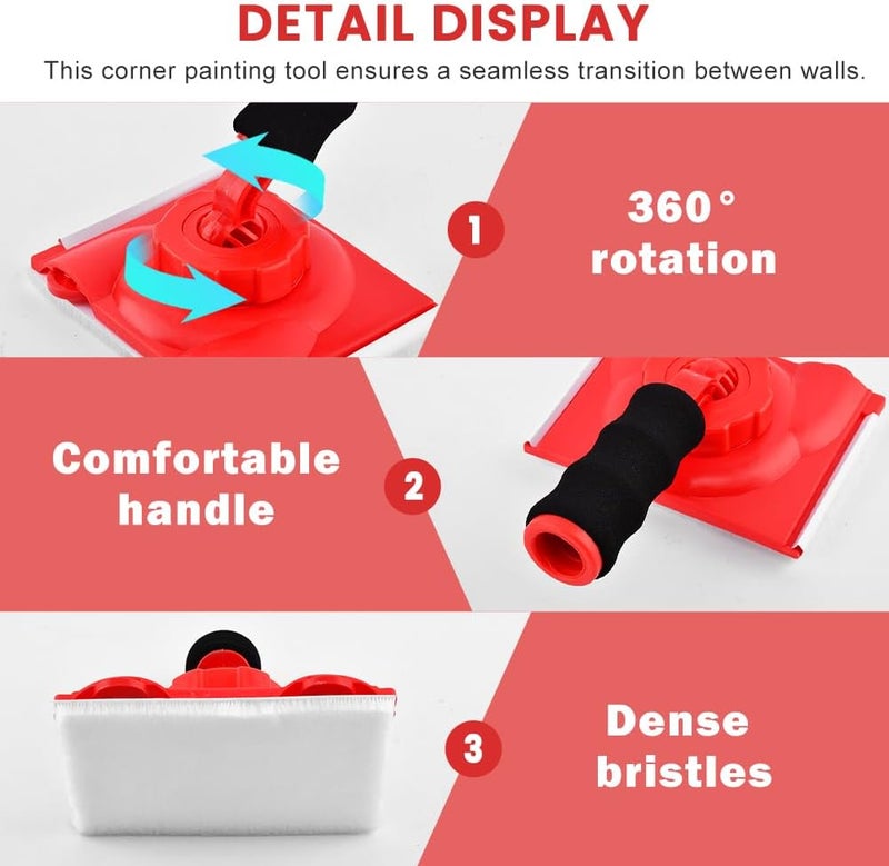 Ranjaner Paint Edge Trimmer with 2 Replace Pads, Walls and Ceilings Pad Painter with Guide Wheels, Paint Pad Applicator, Edge Painting Tool for Walls, Ceilings, Corners - Image 4